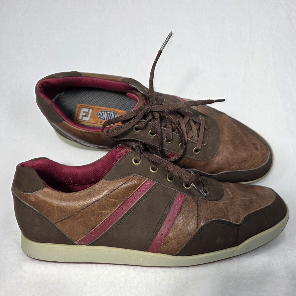 Footjoy Mens Contour Casual Spikeless Brown Leather 54371 Golf Shoes‎ Size 12 M